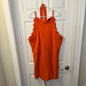 Scalloped edge shorts romper